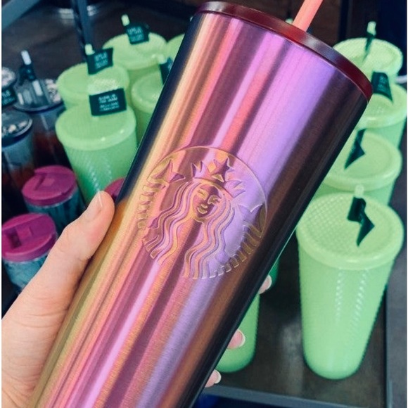Starbucks Pink Oil Slick Cup Stainless Steel Insulated Tumbler Venti New 2022 - Picture 4 of 9